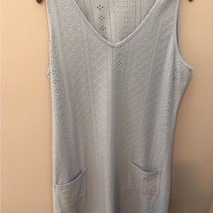 Cover up -Light Blue Sleeveless Eyelet Dress